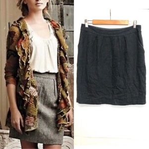 Anthropologie Tabitha Navy Tweed Skirt, 8